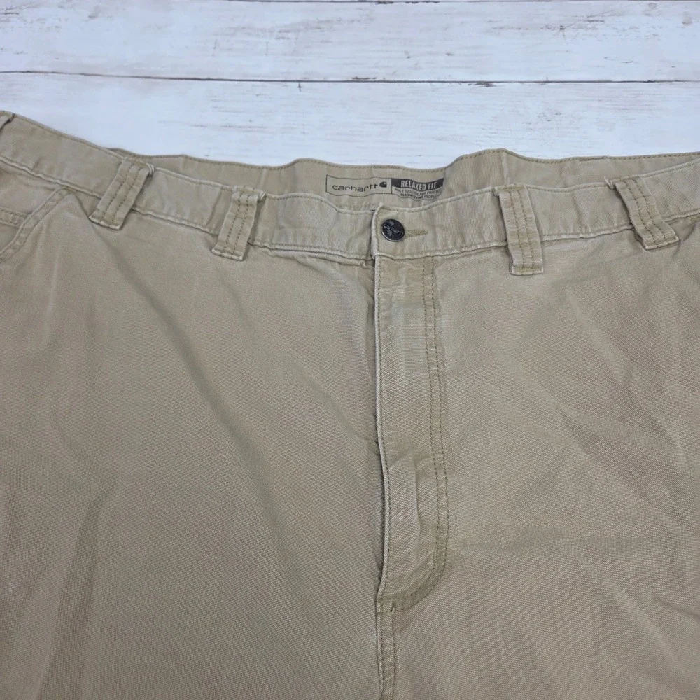 Carhartt Rugged Flex Canvas Cargo Work Short Relaxed Fit Mens 48 Tan BS3542-M